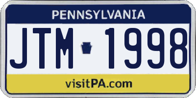 PA license plate JTM1998