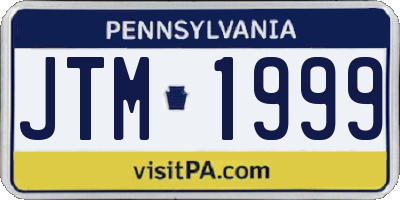 PA license plate JTM1999