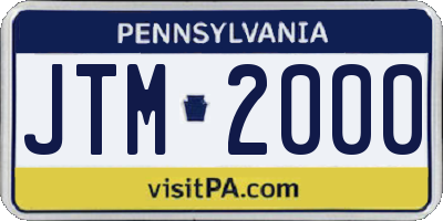 PA license plate JTM2000
