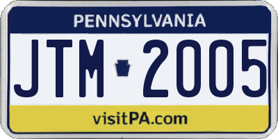 PA license plate JTM2005