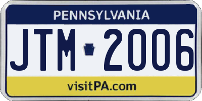 PA license plate JTM2006