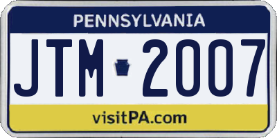 PA license plate JTM2007