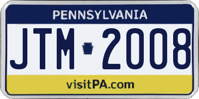 PA license plate JTM2008
