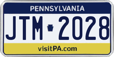 PA license plate JTM2028