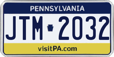 PA license plate JTM2032