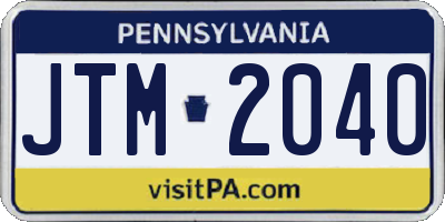 PA license plate JTM2040
