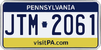 PA license plate JTM2061