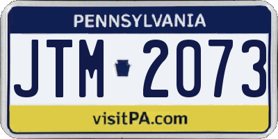 PA license plate JTM2073
