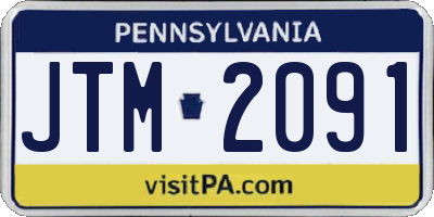 PA license plate JTM2091