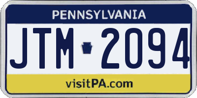 PA license plate JTM2094