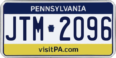 PA license plate JTM2096