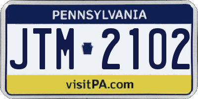 PA license plate JTM2102