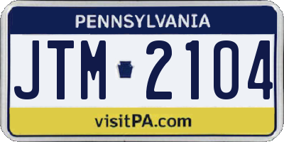 PA license plate JTM2104