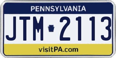 PA license plate JTM2113