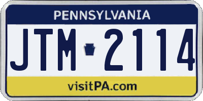 PA license plate JTM2114