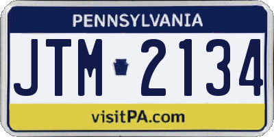 PA license plate JTM2134
