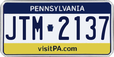 PA license plate JTM2137