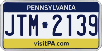 PA license plate JTM2139