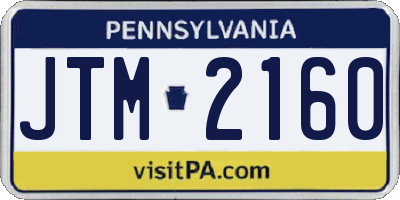 PA license plate JTM2160