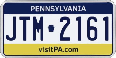 PA license plate JTM2161