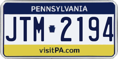 PA license plate JTM2194