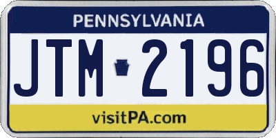 PA license plate JTM2196