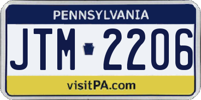 PA license plate JTM2206
