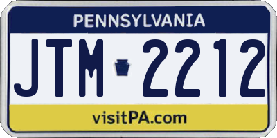 PA license plate JTM2212
