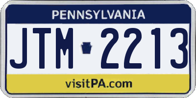 PA license plate JTM2213