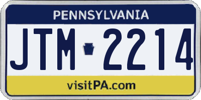 PA license plate JTM2214