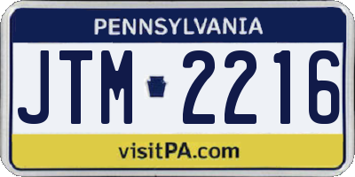 PA license plate JTM2216