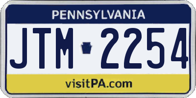 PA license plate JTM2254