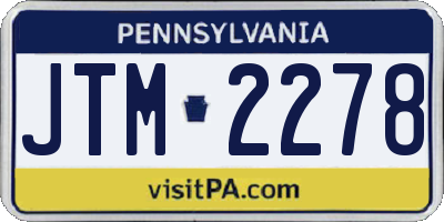 PA license plate JTM2278