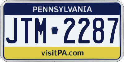PA license plate JTM2287