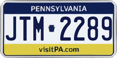 PA license plate JTM2289