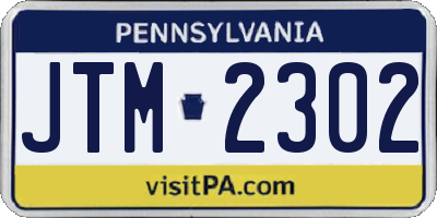 PA license plate JTM2302
