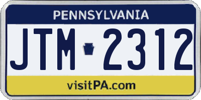 PA license plate JTM2312