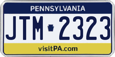 PA license plate JTM2323