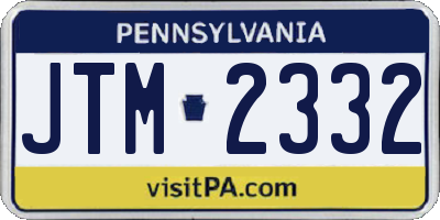 PA license plate JTM2332