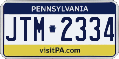 PA license plate JTM2334