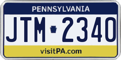 PA license plate JTM2340