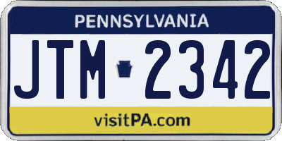 PA license plate JTM2342