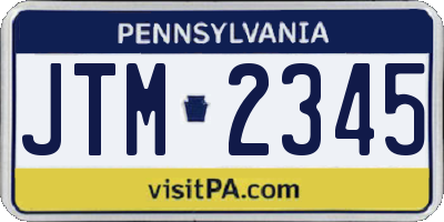 PA license plate JTM2345