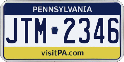 PA license plate JTM2346