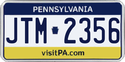 PA license plate JTM2356
