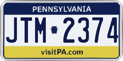 PA license plate JTM2374