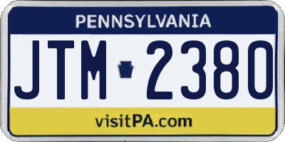 PA license plate JTM2380