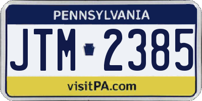 PA license plate JTM2385