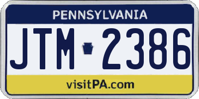PA license plate JTM2386