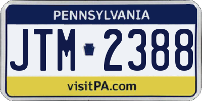 PA license plate JTM2388